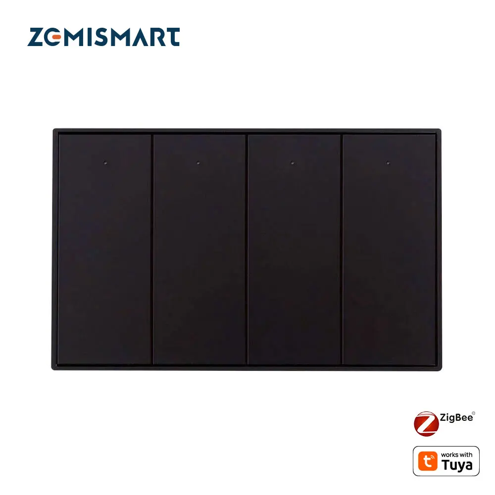 

Zemismart US AU Zigbee Smart Wall Light Switch Work with Tuya 1 2 3 4 Gang Black Interruptor With Neutral Alexa Google Home