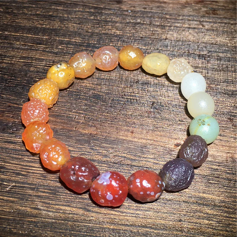 

Boutique Natural Mongolian Alxa Colorful Sugar Heart Agate Original Stone Bracelet Cute Women's jewelry Bracelet Ornaments