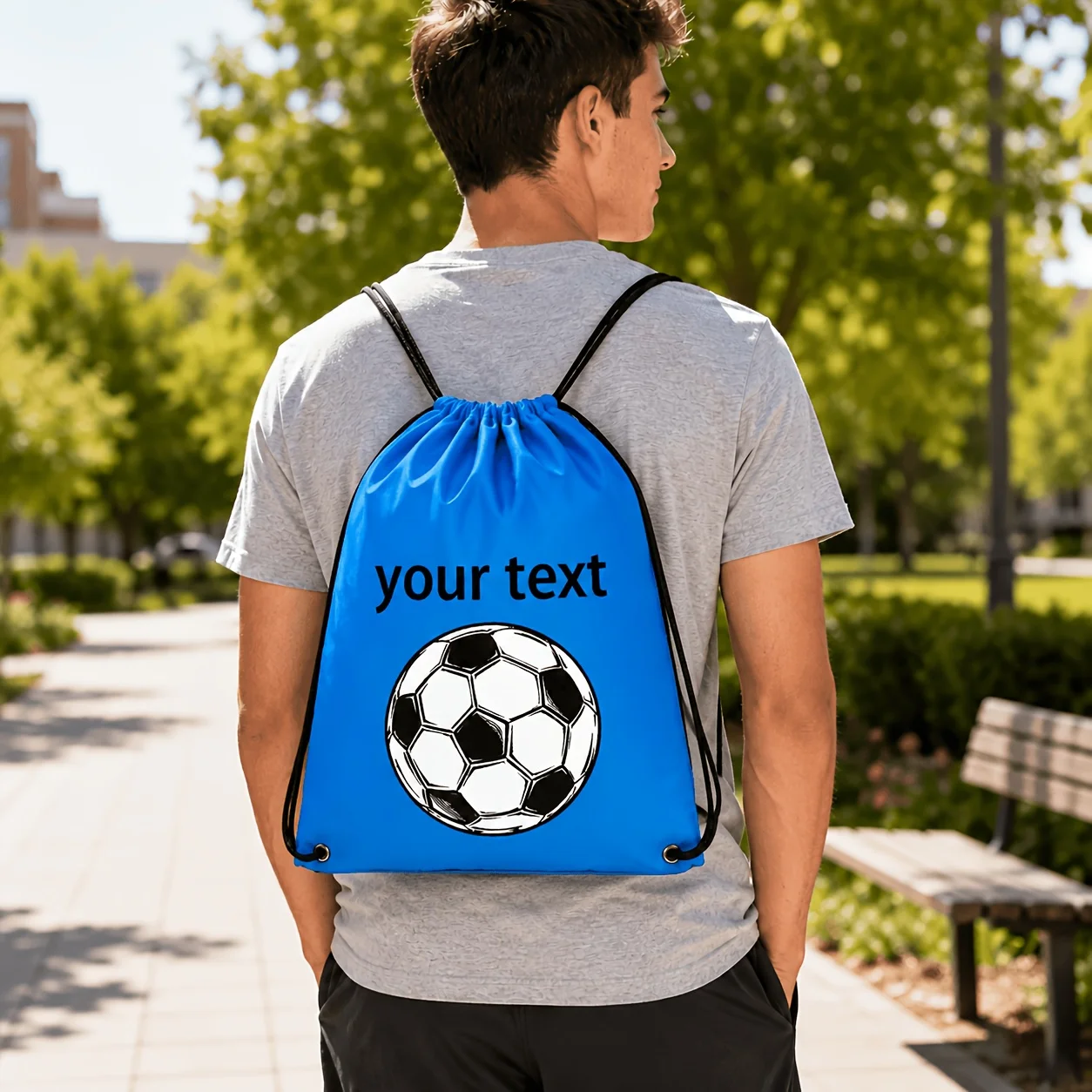 1PC Custom Soccer Drawstring Bag Personalized Name Football Backpack Lightweight Gym Sack Girls Boys School Sports Travel Gift