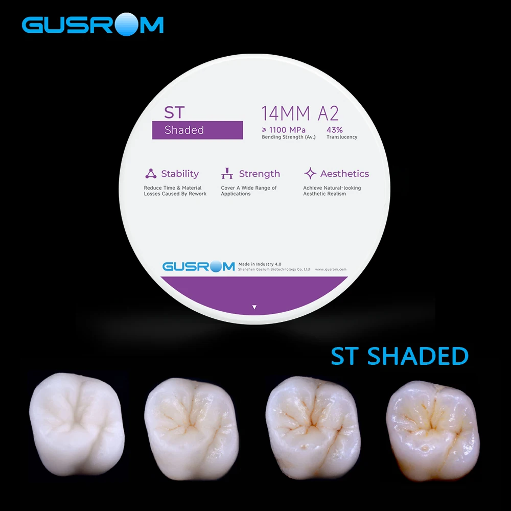 GUSROM ST Zirconia Block 98mm Shaded 16 VITA Colors Dental Zirconia Disc for CAD/CAM Crowns Bridges Dental Lab Zirconia Disc