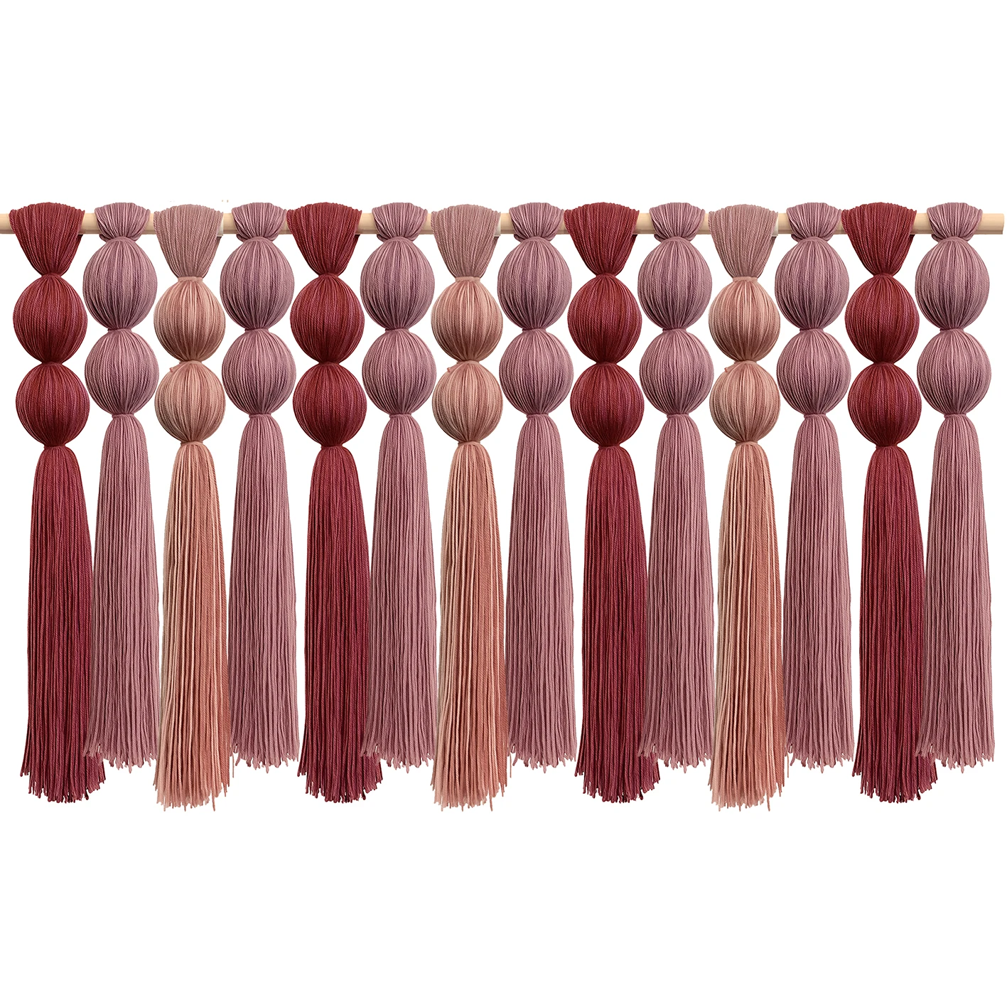 #￥Wool Woven Bohemian Macrame Wall Hanging Burgundy Handmade Birthday Anniversary Home Decor Gisenu Living Room