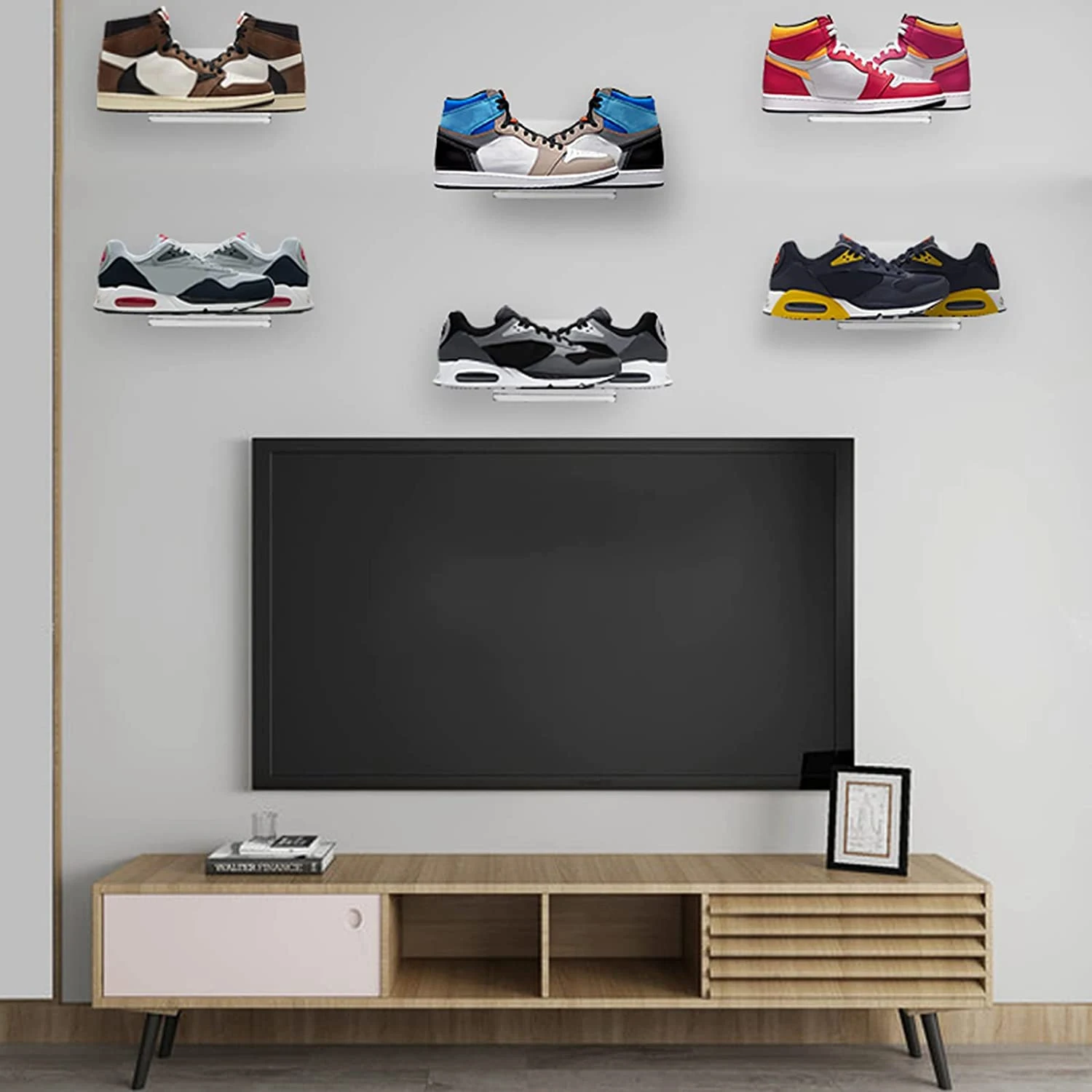 6 Pack Floating Shoe Display,Shelves Wall Mount Levitating Shoe Display Stand for Sneaker Collection or Shoes Box