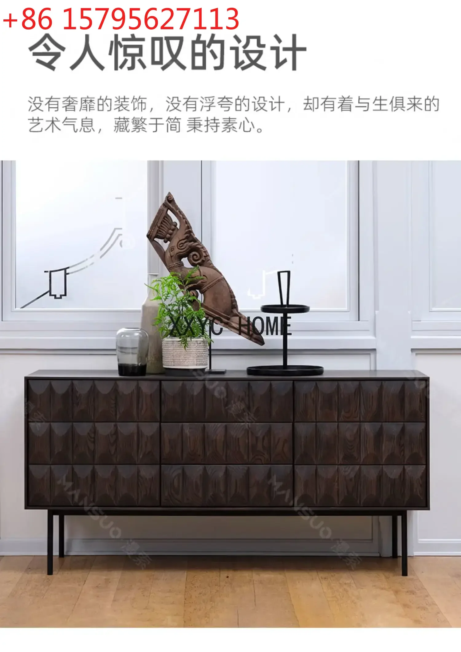 

Mid-Ancient Solid Wood Dining Edge Retro Restaurant Prepare Tea Cabinet Home Entrance Cabinet