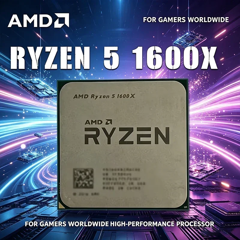 AMD Ryzen 5 1600X Processor 6-Core 12-Thread 3.6GHz Base, 4.0GHz Max Boost, AM4 Socket 16MB L3 Cache 14nm 95W TDP Desktop CPU