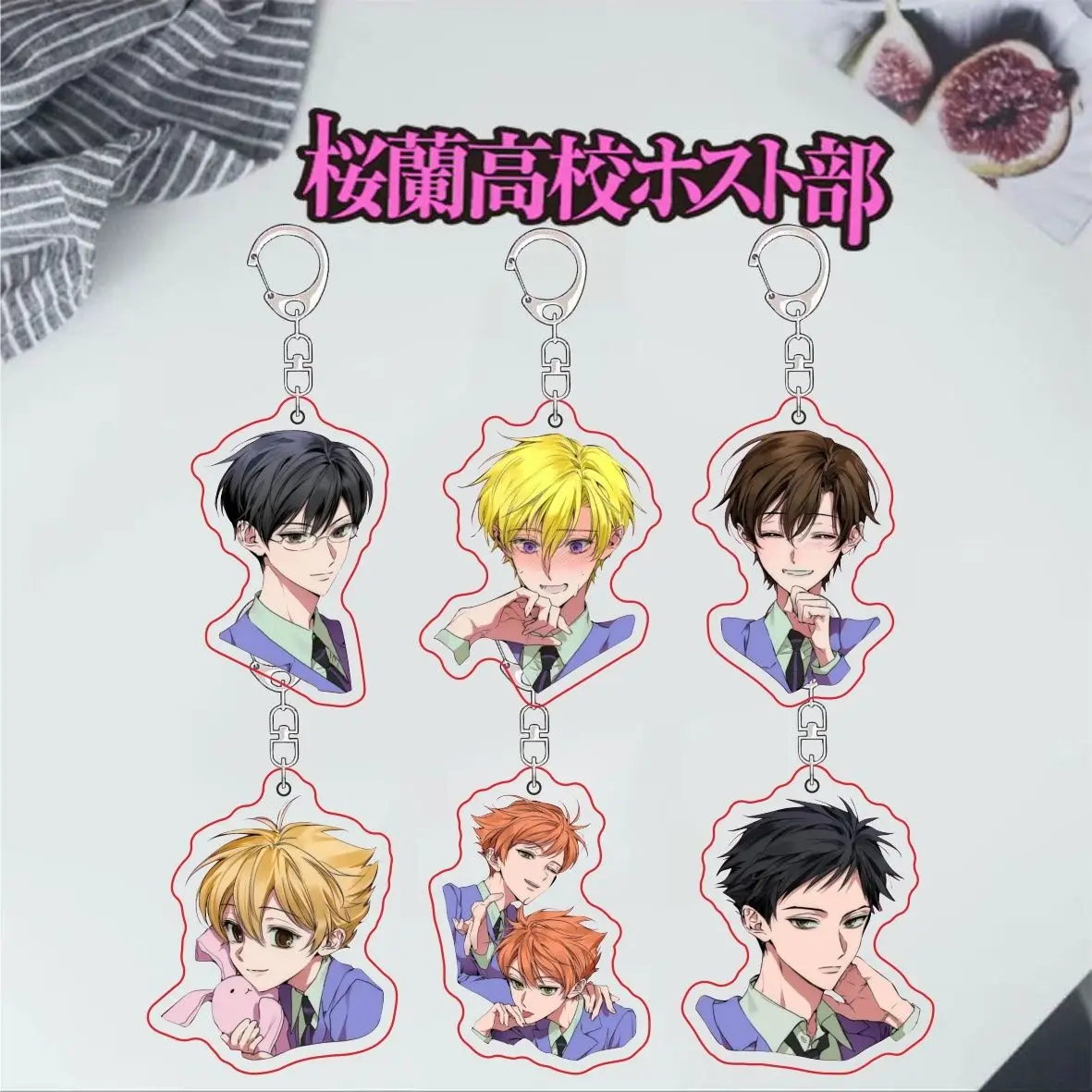 

Ouran High School Host Club High Transparency Haruhi Fujioka Acrylic Pendant Tamaki Suou Cute Acrylic Keychain Kyoya Ootori Toys