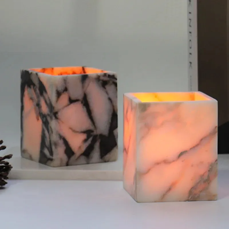 Marble scented candle cup container, candlestick creative home living room TV cabinet desktop decoration