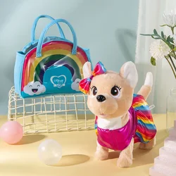 Juguete electrónico de peluche para perro, Robot para caminar, cantar canciones, música, Animal, Correa controlada, mascota eléctrica para niños, regalo de cumpleaños