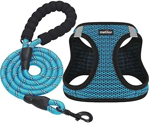 

Comfortable harnesses for dogs – Matilor step-in breathable vest for puppies and cats in blue.