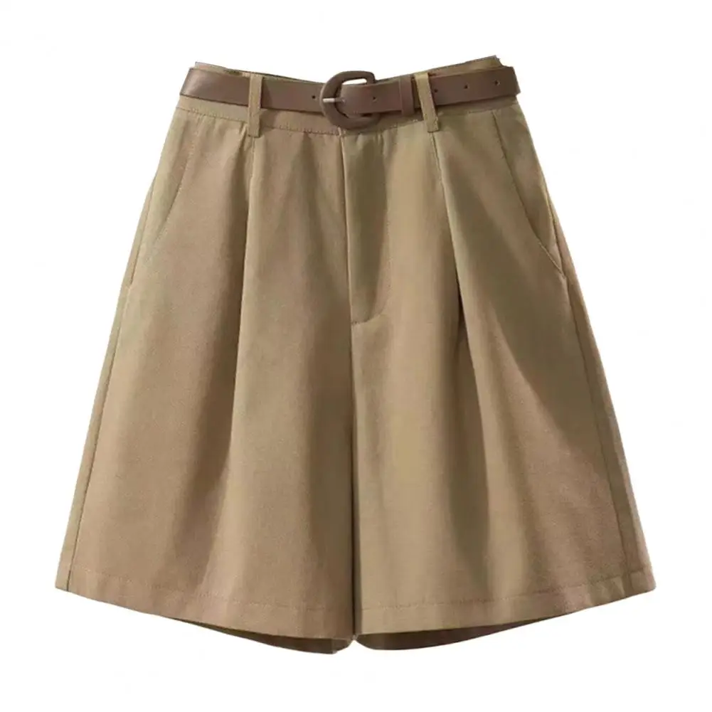 

New Wide Leg Shorts For Women 2024 Summer Thin Cotton A Line Short Pants Office Lady Classic Loose Casual Zipper Women‘s Shorts