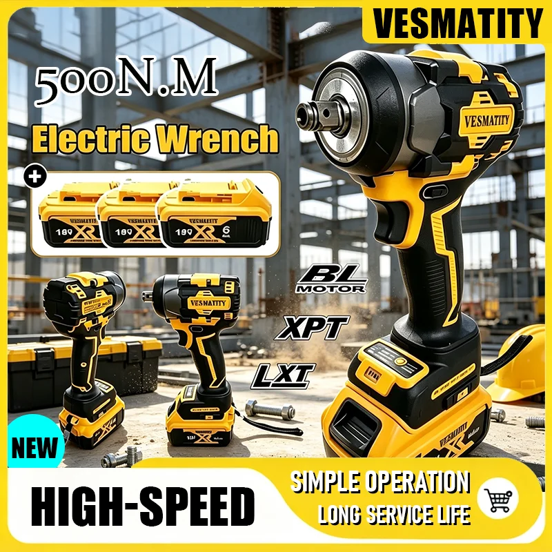 2026 HOT SALE Electric Screwdriver 500N.M High Torque Electric Drill Screwdriver Impact Drill Power Tool for Dewalt Battery