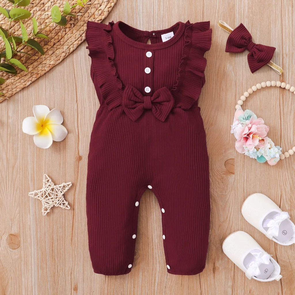 0-18 Months Baby Girl Bodysuit Newborn Baby Girl Romper Sleeveless Jumpsuits+Headband Infant Girl Summer Fashion Playsuit Outfit