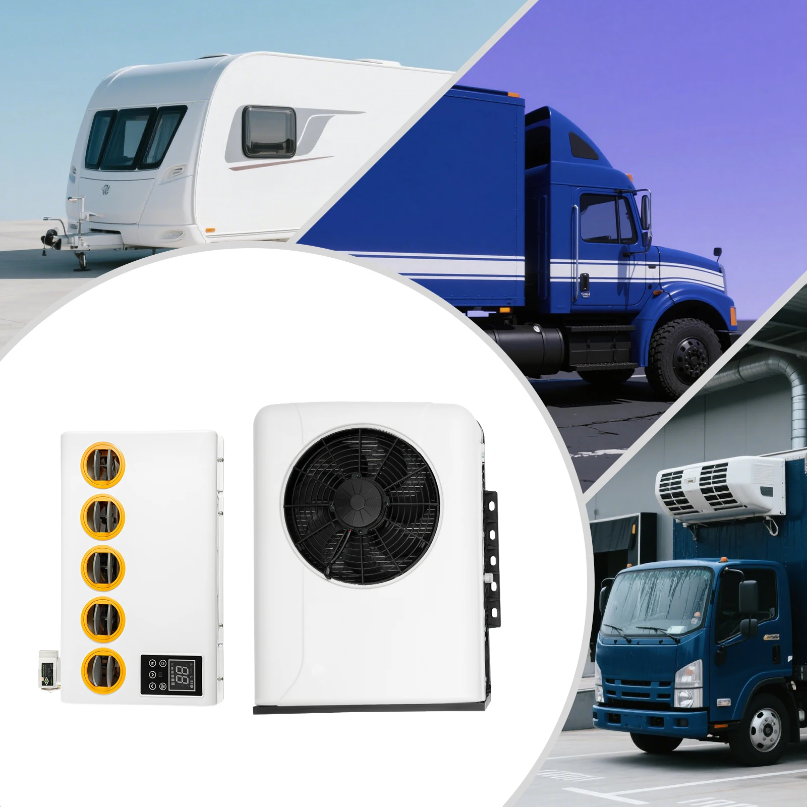 مكيف هواء كابينة شاحنة خارجي وداخل 12 فولت 960 وات طقم مكيف هواء أبيض منفصل وجهاز تحكم عن بعد للكابينة في غضون 6 ㎡ #6