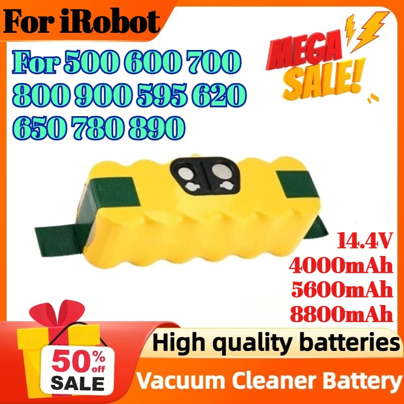 

14.4V 4000mAh 5600mAh 8800mAh Battery For iRobot Roomba 500 600 700 800 900 595 620 650 780 890 Vacuum Cleaner Battery