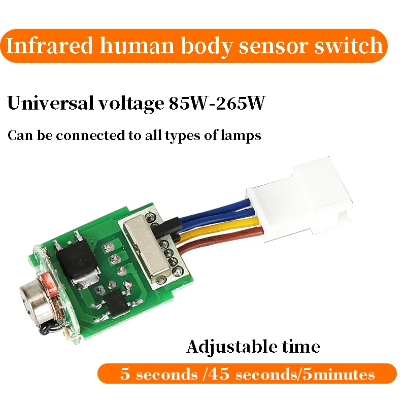 Imagem -06 - Interruptor com Sensor Infravermelho Sensor de Movimento Alta Sensibilidade Ajustável Atraso 110v220v