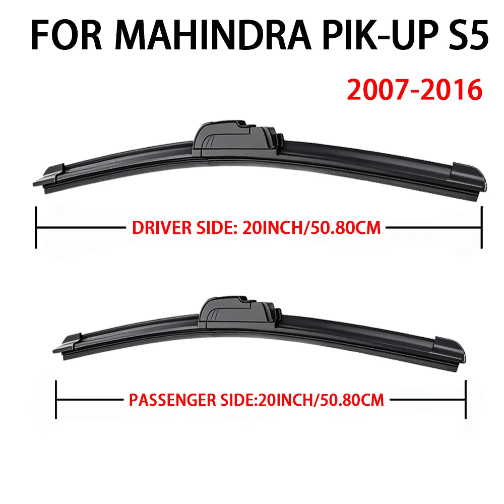 For Mahindra Pik-Up (S5 S6) 2007-2023 20''+20'' Car Wiper Blade Front Wipers Fit U Hook Arm Windscreen Auto Wiper Blades