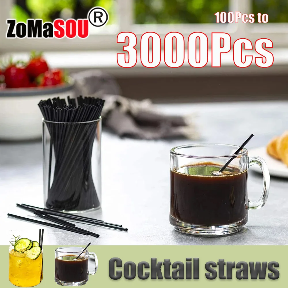 

50-3000PCS Cocktail Straws Black Straws Flexible Drinking Straws for Tea plastique Drink Tube Straw Bar Party Wedding Wholesale