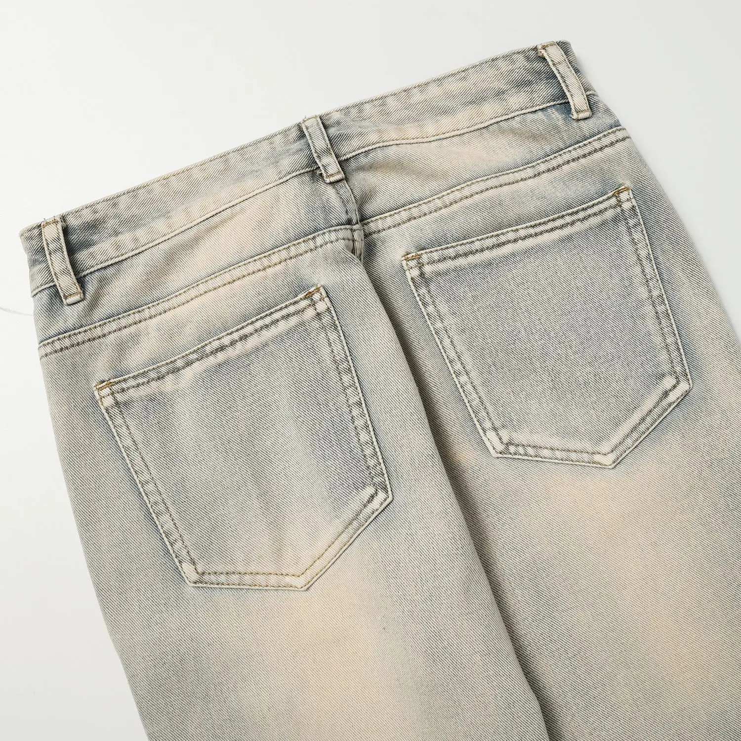 Jeans retrô americano para homens e mulheres, jeans de rua alta com zíper de cintura média, calça jeans casual unissex, quatro estações