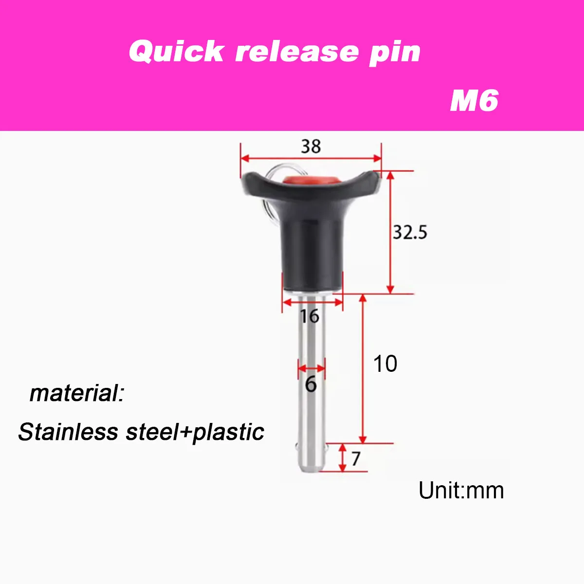 

Button Ball Head Locking Pin M6/Stainless Steel Quick Pin