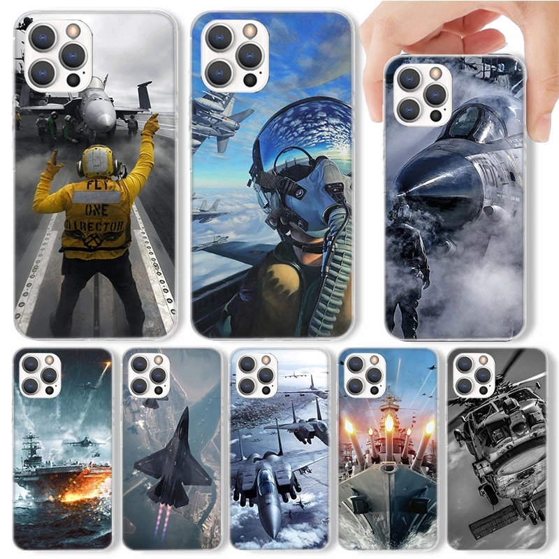 Military Aircraft Warship Fighter Phone Case For Apple iPhone 16 15 14 13 12 11 Pro Max Mini XS XR X 7 Plus 8 + SE Soft Silicone