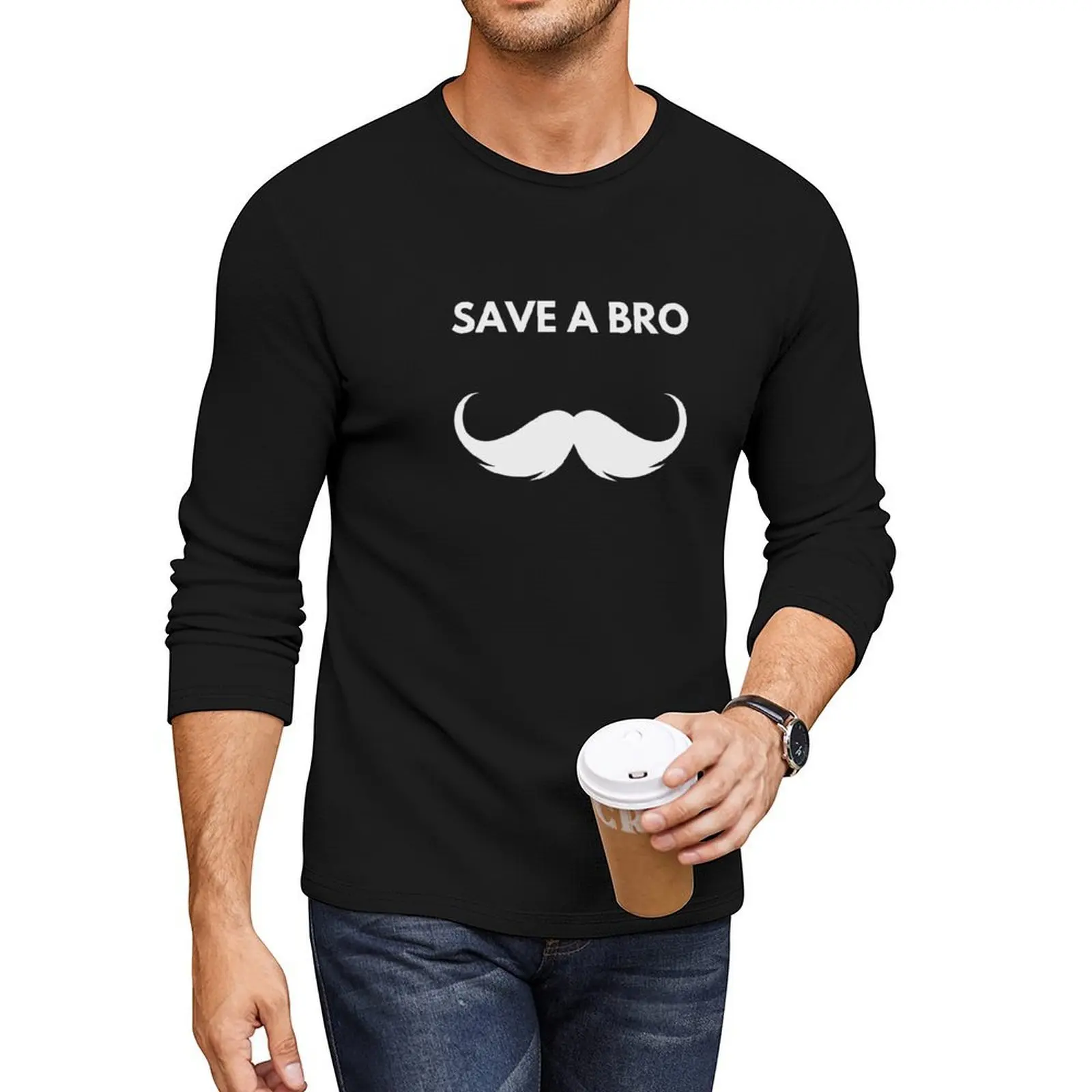 MOvember Inspired Save a Bro Moustache 1 T-Shirt and Stickers Long T-Shirt anime clothes vintage t shirt sweat shirts, men