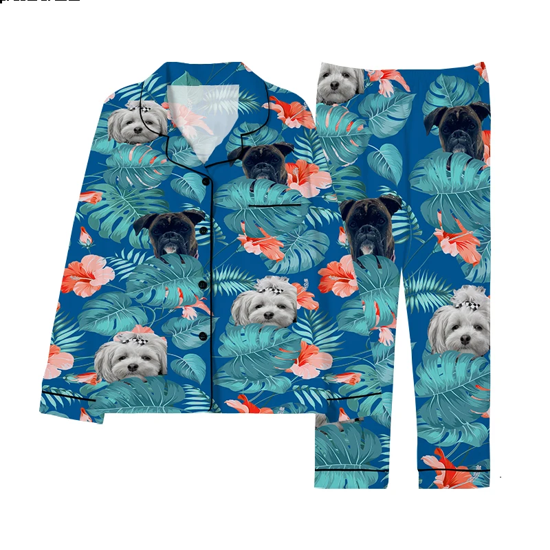 2023 new best-selling 3D printing pet dog printing pajamas men and women couple pajamas custom your design pajama set