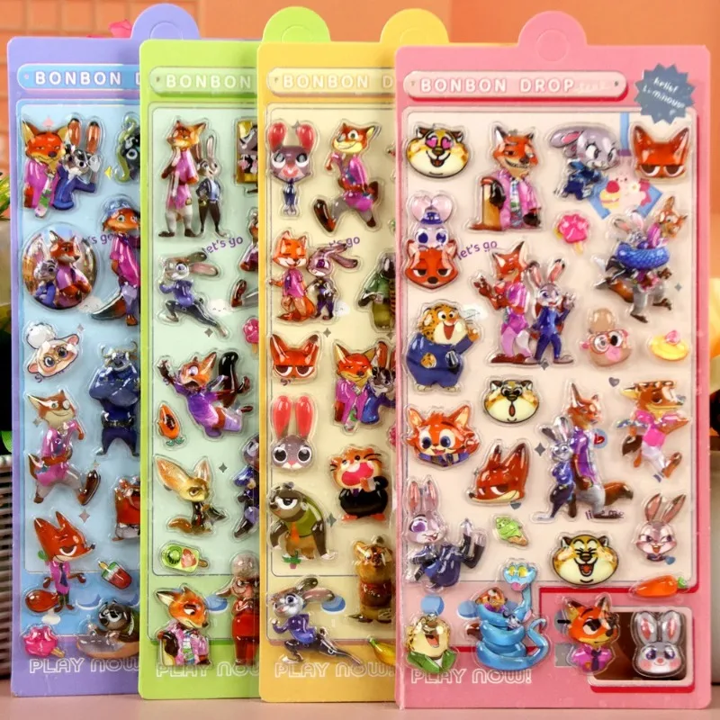 

1/4 шт. 3D-наклейки с рельефным изображением из мультфильма «Зоотопия», милые наклейки с Джуди и Ником, аниме-стикеры для ноутбуков, телефонов, багажа, дневников, игрушка