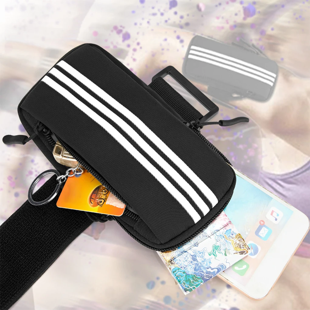 Unisex Zipper Closure Mobile Phone Arm Bag Hiking Traveling Jogging Adjustable Storage Pouch Fitness Workout Holder