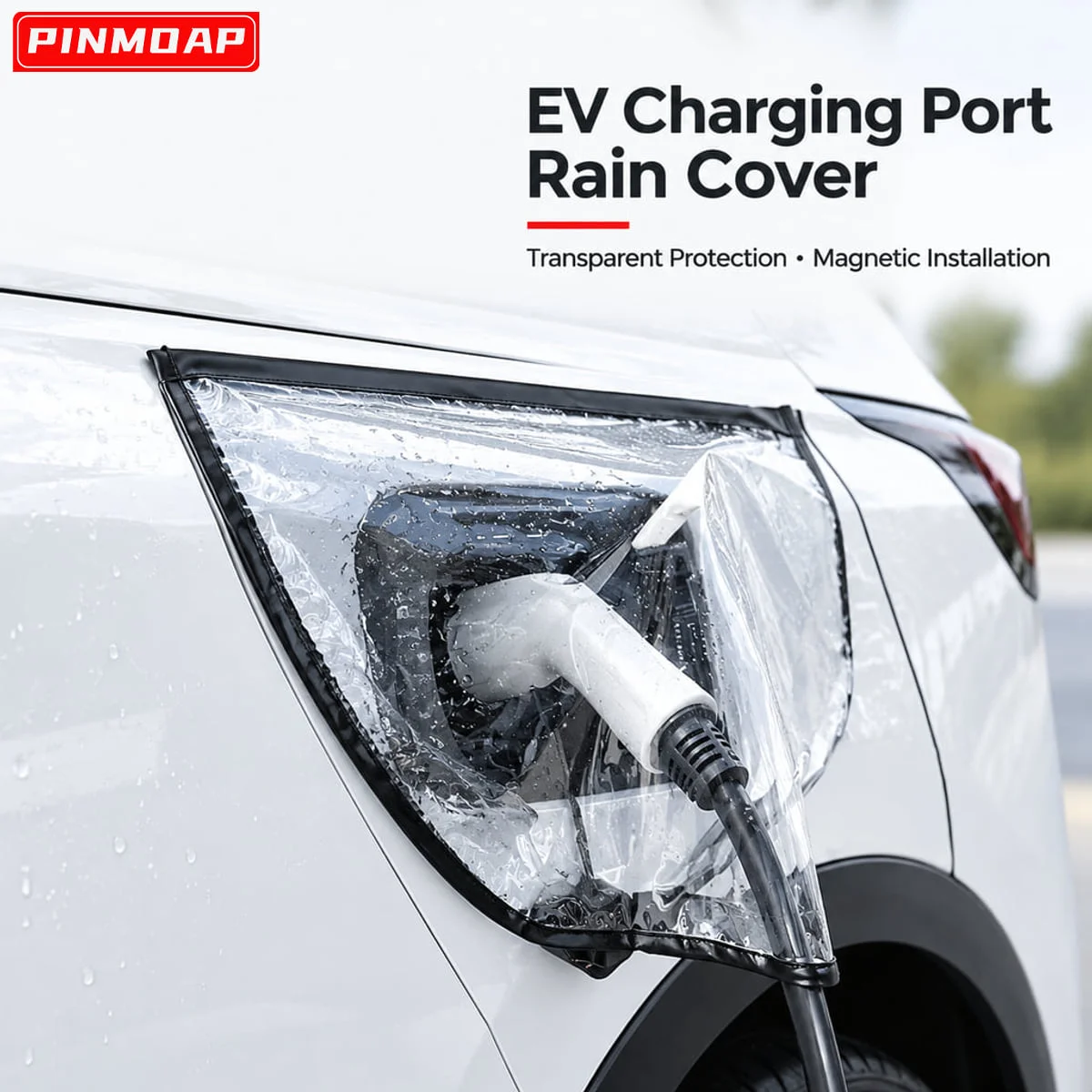 PINMOAP Transparent EV Charging Port Rain Cover With Magnetic Edge Outdoor Dust Sun Protection For Electric Vehicles