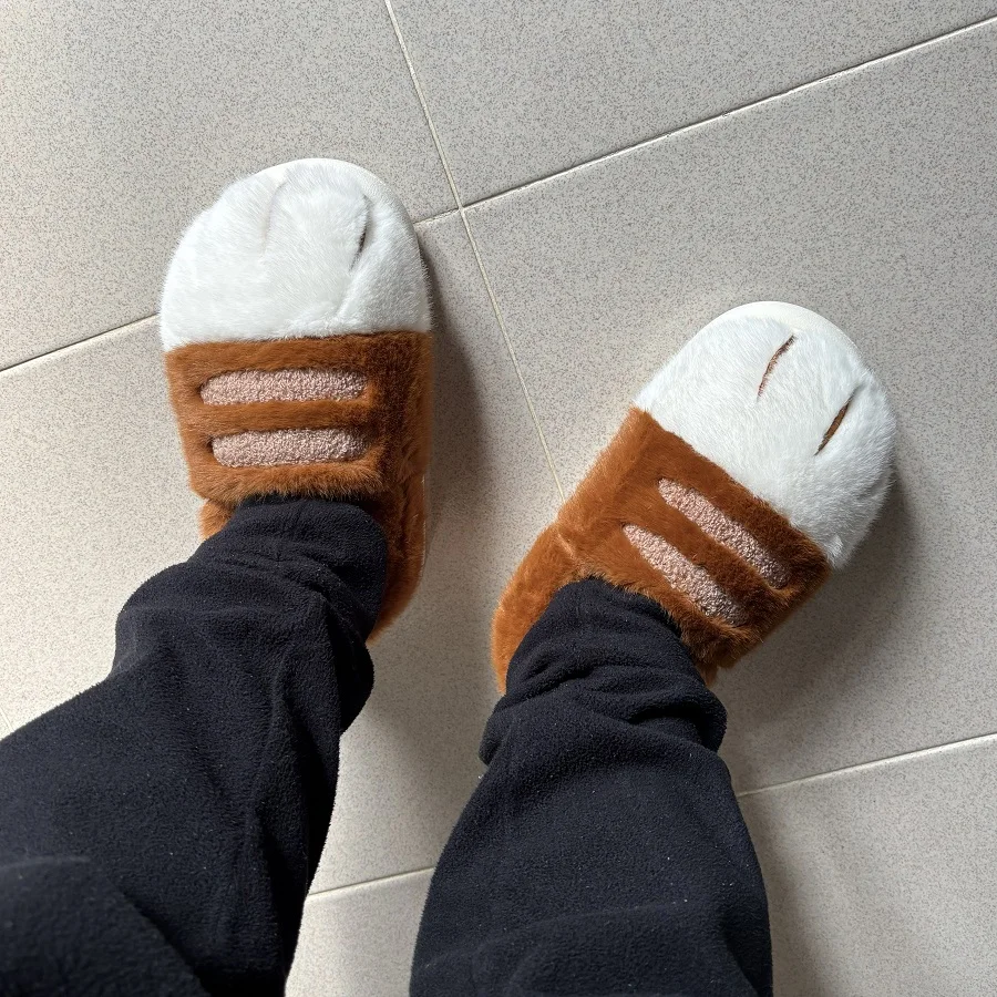 

24H fast ship cat paw slippers men's warm fluffy scuff shoes home fur slides man funny kitty finger slipper slip on house shoe