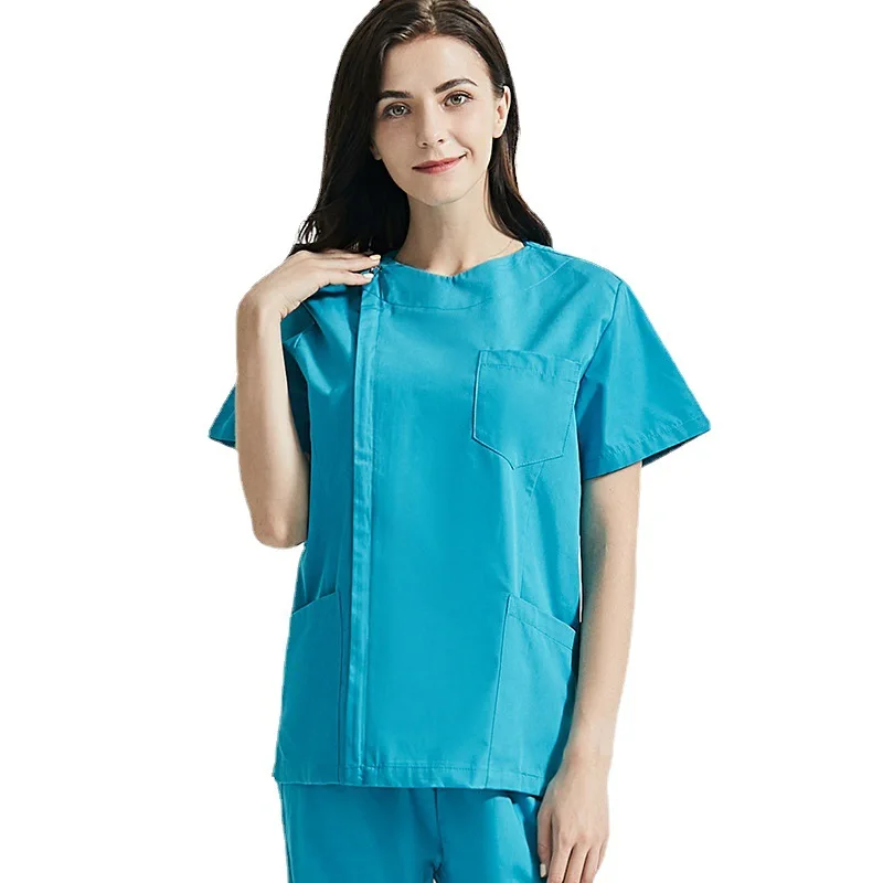 Uniforme Médical à Manches Courtes pour Infirmière, Ensemble de GIslande à Fermeture Éclair, Vêtements de Travail pour Salon de miles, Hôpital, Clinique, Médecin, Chirurgie, Imbibé, Nouvelle Collection