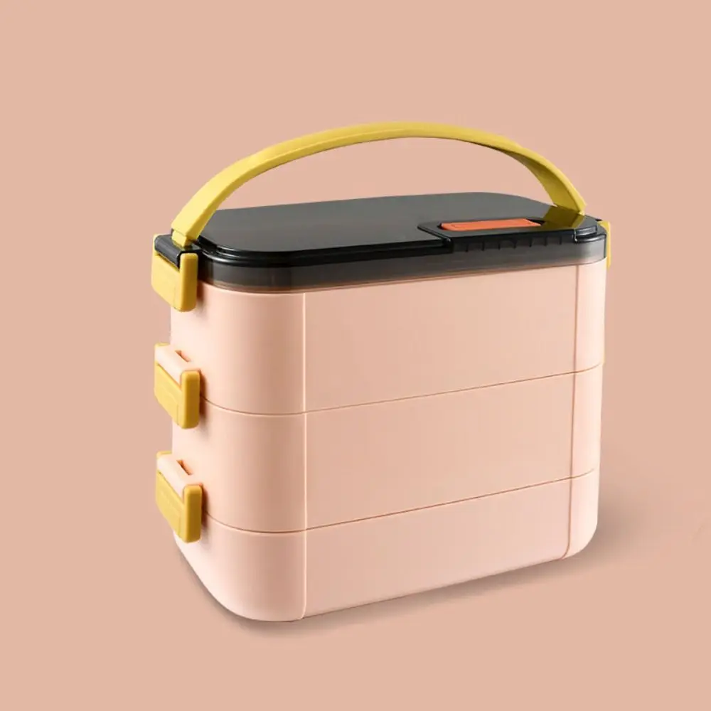 

3-слойный портативный изолированный ланч-бокс из нержавеющей стали, герметичный дизайн, герметичный контейнер для хранения продуктов питания с отделением с ручкой