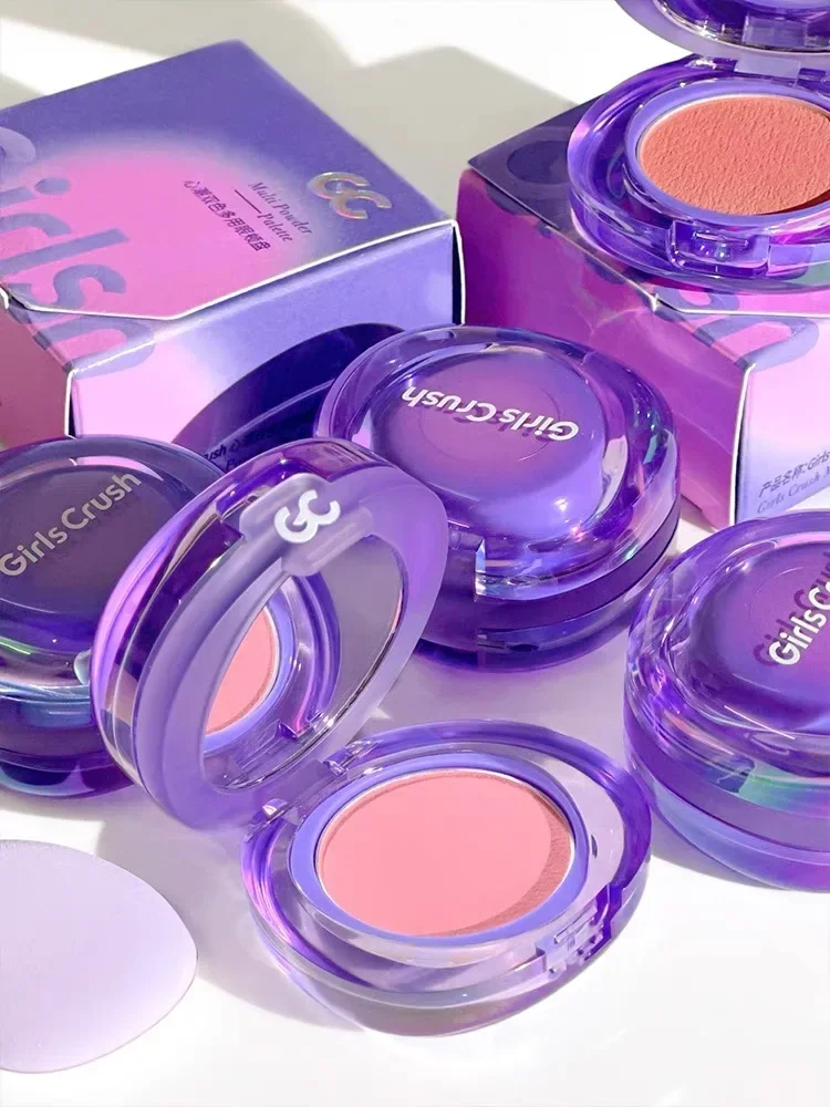 GirlsCrush Palette di fard bicolore Doppio strato Multiuso portatile Simpatico fard a colori illuminante espandibile