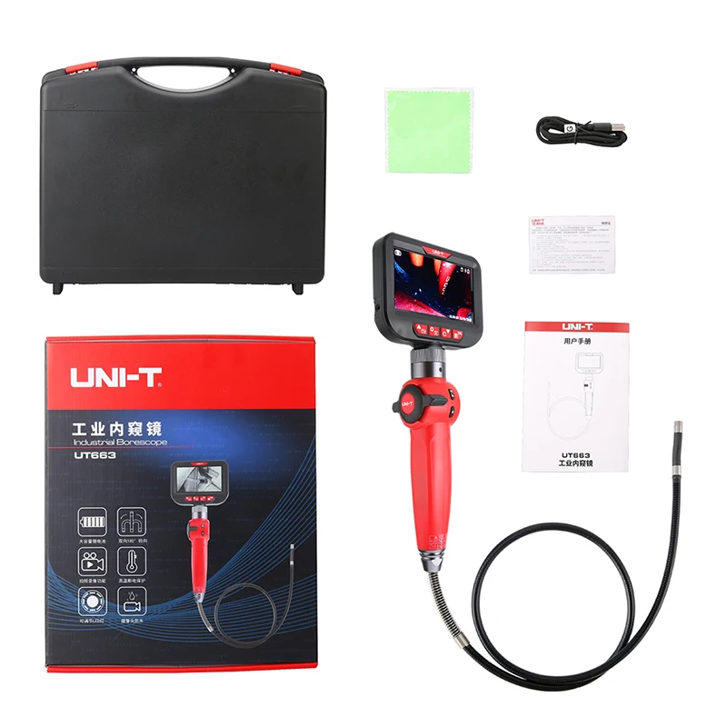 UNI-T UT663/A Industrial Borescope Waterproof Professional Vedeo Camera 4.3 Inch Endoscopes For Car Repair Pipeline Detection