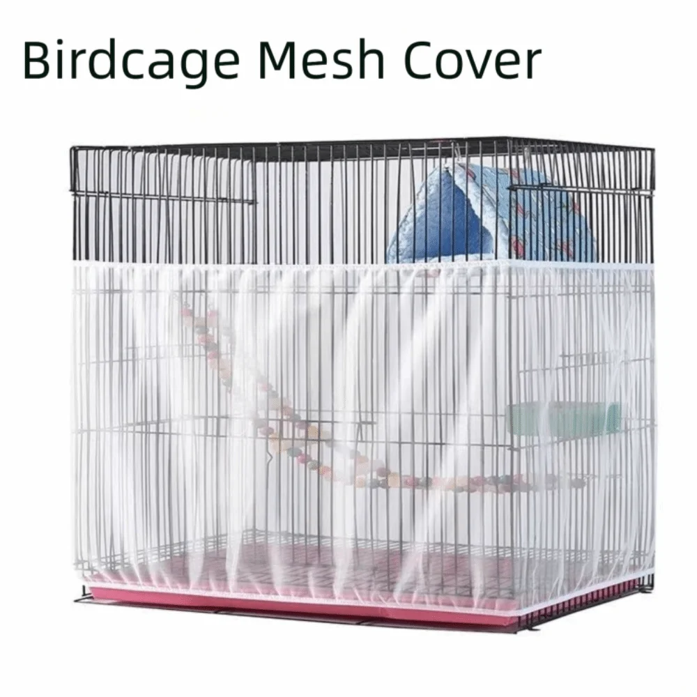 5pcs New Universal Bird Cage Cover Elastic Multi-size Carrot Cage Mesh Net Washable White Anti Splash Guard Pet Protection