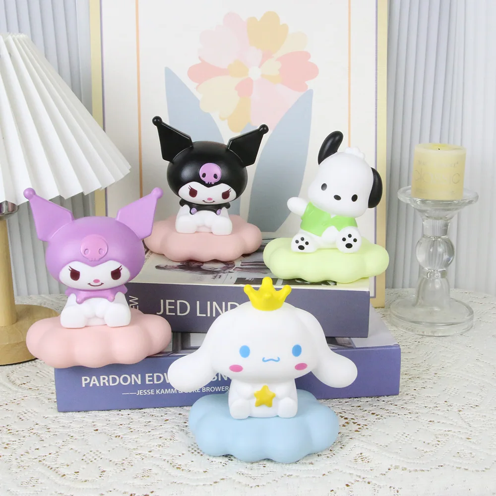 산리오 나이트 라이트 귀여운 에나멜 구름 만화 캐릭터 쿠로미 시나모롤 포차코 소형 테이블 램프 장식 조명