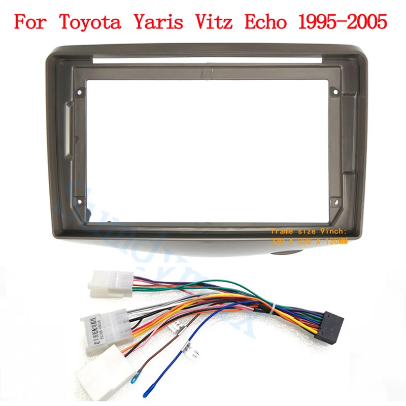

9-дюймовый автомобильный радиоприемник, кабель для Toyota Yaris Vitz Echo 1995-2005, стерео панель, GPS, рамка, комплект крепления на приборной панели, рамка, автомобильные аксессуары