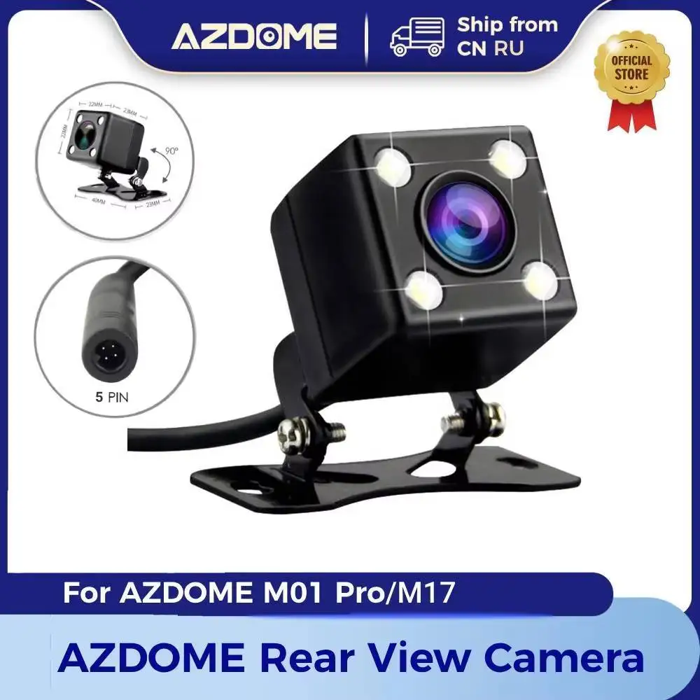 AZDOME Car Rear View Camera For M01 Pro M17 with 6M Cable 5 Pin Backup Reverse Camera 4 LED Night Vision Waterproof Micro Port 