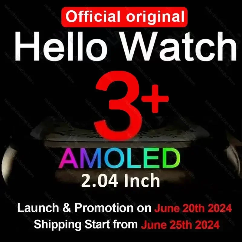 2024 New Genuine Hello Watch 3 Plus Smartwatch 49mm ULTRA AMOLED 4G ROM NFC GPT GPS Compass Clock Bluetooth Call Smart Watch Men