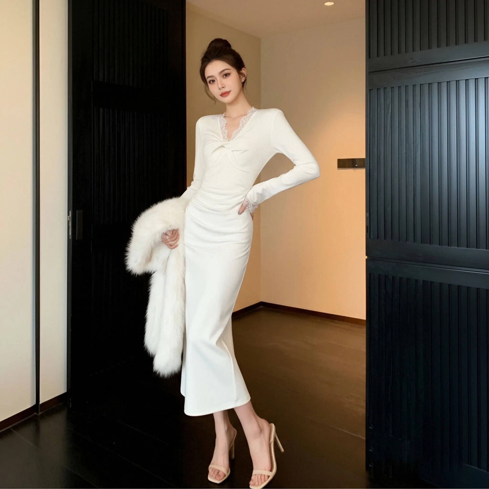 Saia A-Line de Cintura Alta em Tecido de Poliéster, Nova Chegada Primavera Outono, Roupa Íntima Dr. Sli, Camada Base Ele Faionable