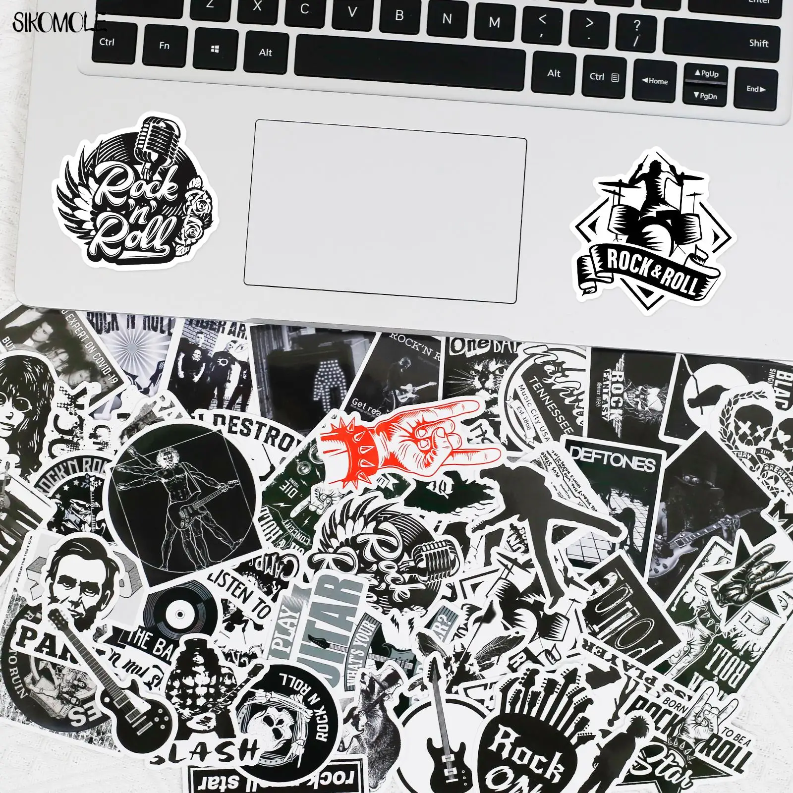 10/30/50PCS Black And White Rock Band Stickers For DIY Toy Car Skateboard Motorcycle Laptop Snowboard Decal Graffiti Sticker F5