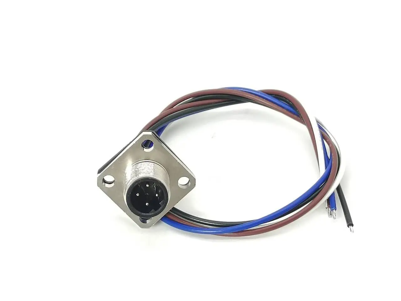 M12 4Pin Male Panel Mount Connector Power Single Wires 30CM AWG22 Straight Shiled D Code