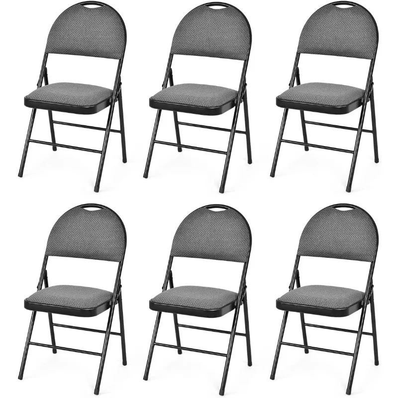 Moccha 6 Pack Folding Chair,Heavy Duty Folding Chair w/Handle Hole&Steel Frame,Stackable Portable Folding Chairs