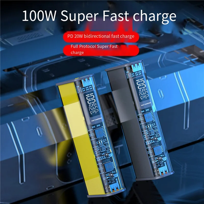

Детали корпуса Powerbank Плата быстрой зарядки 100 Вт с USB TYPE C Двусторонний костюм 18650/21700 Чехол для аккумулятора Серый