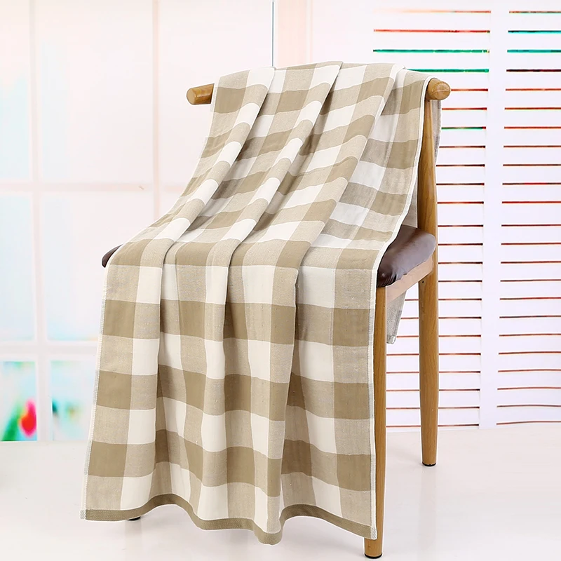1Pc 70x140CM Plaid Print Bath Towel Cotton Washcloths Washed Combed Cotton Soft Absorbent Luxury Bathroom Towels Drop Shipping