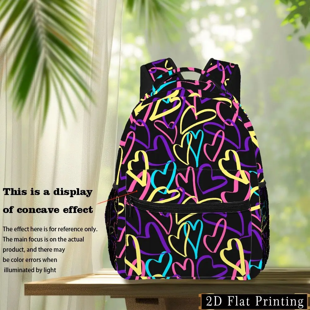 1pc Black Heart-Shaped Pattern Casual Men'S Washable Backpack Versatile for Commuting Fitness Travel Shopping Camping