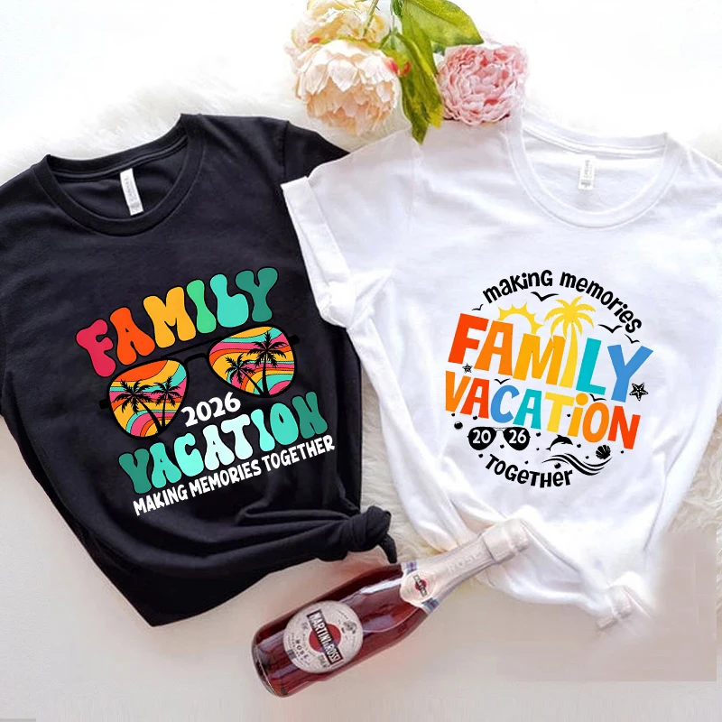 2026 Family Vacation Trendy Tees Making Memories Together O Neck Short Sleeve Summer Fashion Family Matching Tees for Unisex