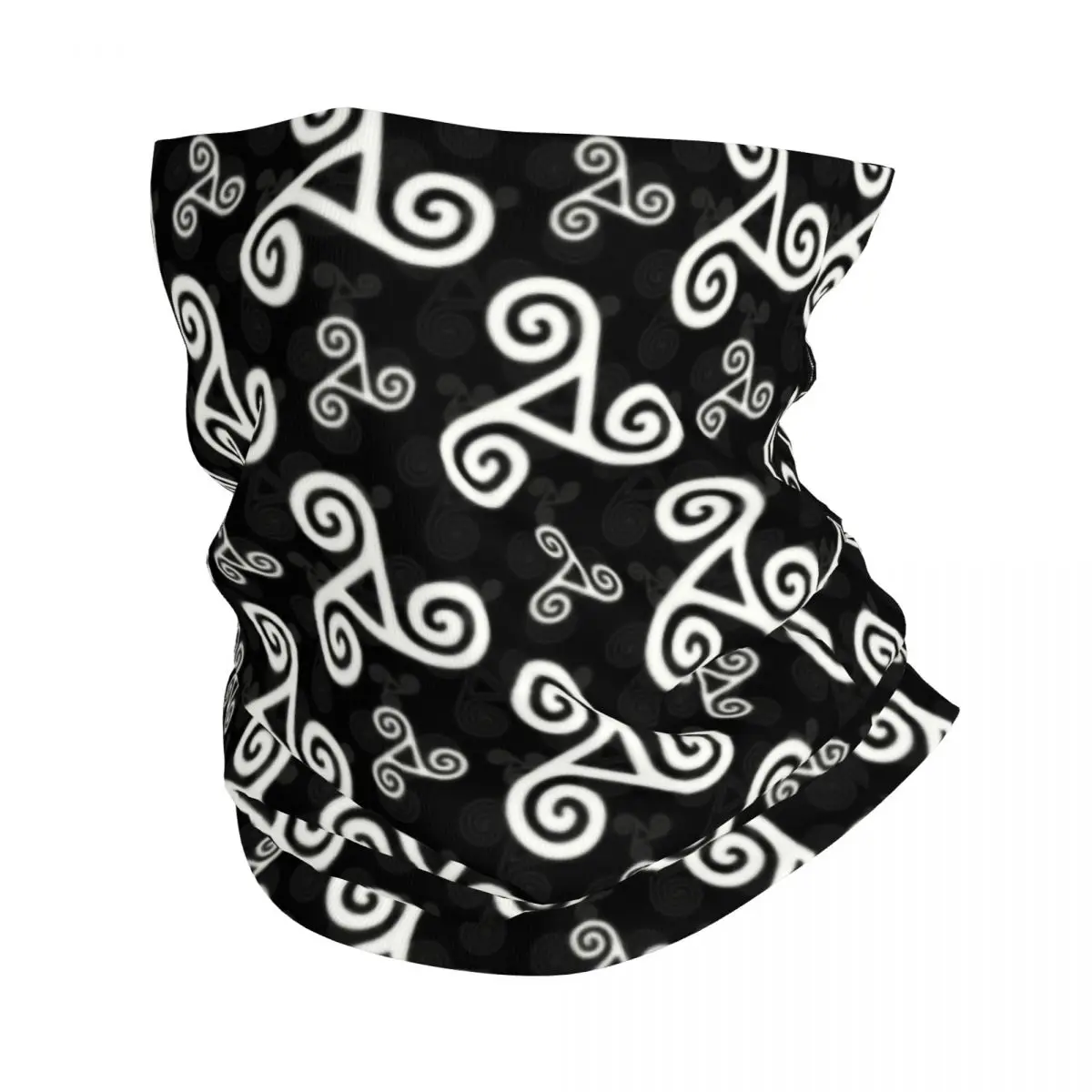 

Custom White Breton Triskels On Black Neck Gaiter Men Women UV Protection Winter Breizh Bretagne Brittany Bandana Scarf for Ski