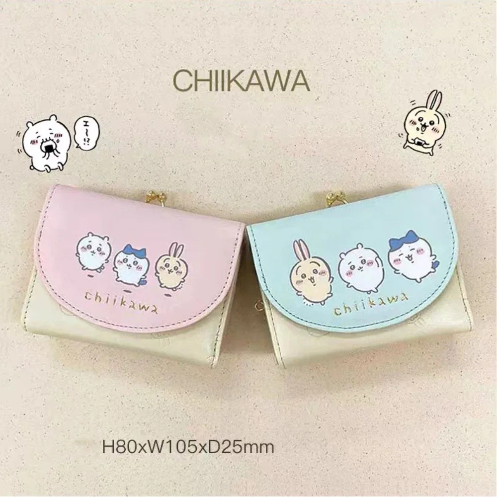 

New MINISO Chiikawa Wallet Cute Short Card Bag Anime Sweet PU Leather Zipper Buckle Card Bag for Girls Portable Leather Wallet