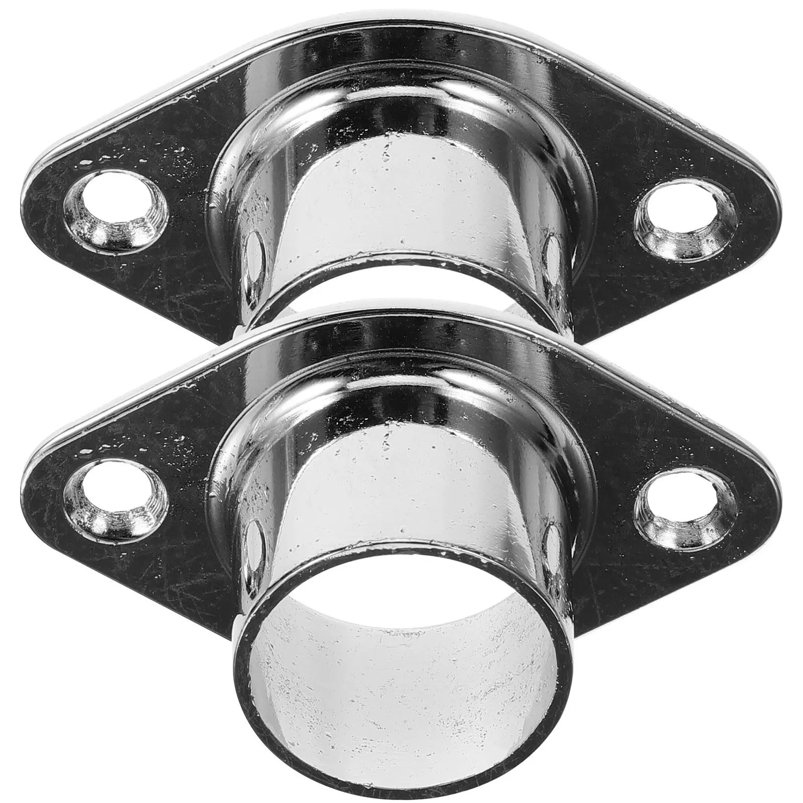 2pcs Zinc Alloy Closet Rod Brackets for Shower Curtain or Towel Pole – Sturdy Flange Mount Socket