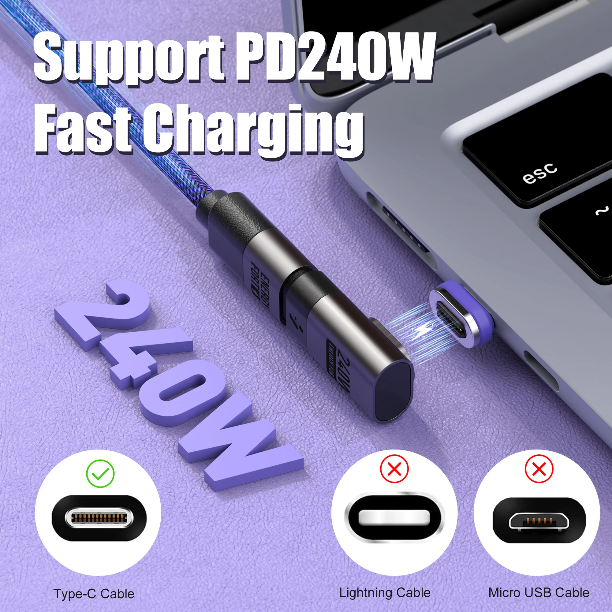 PD 240W USB C To Type C Magnetic Adapter 480 Mbps Data Transfer Fast Charging Magnet Converter For MacBook Air/Pro/Steam Deck